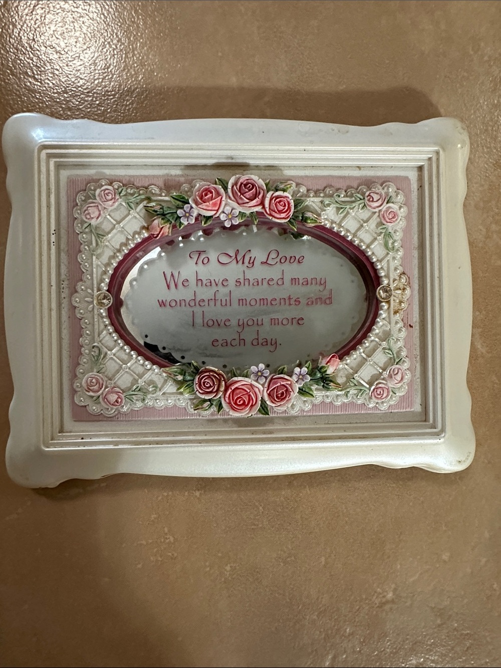 Romantic Floral Sentiment Wall Plaque - Pink and White